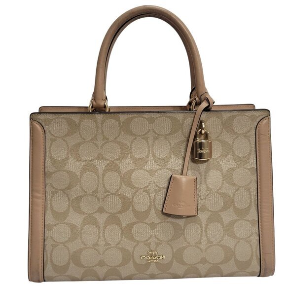 Coach Zoe Carryall Crossbody Anti-Theft Snakeskin Signature Canvas - Picture 1 of 12